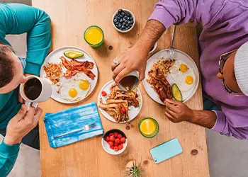 Two people having brunch together