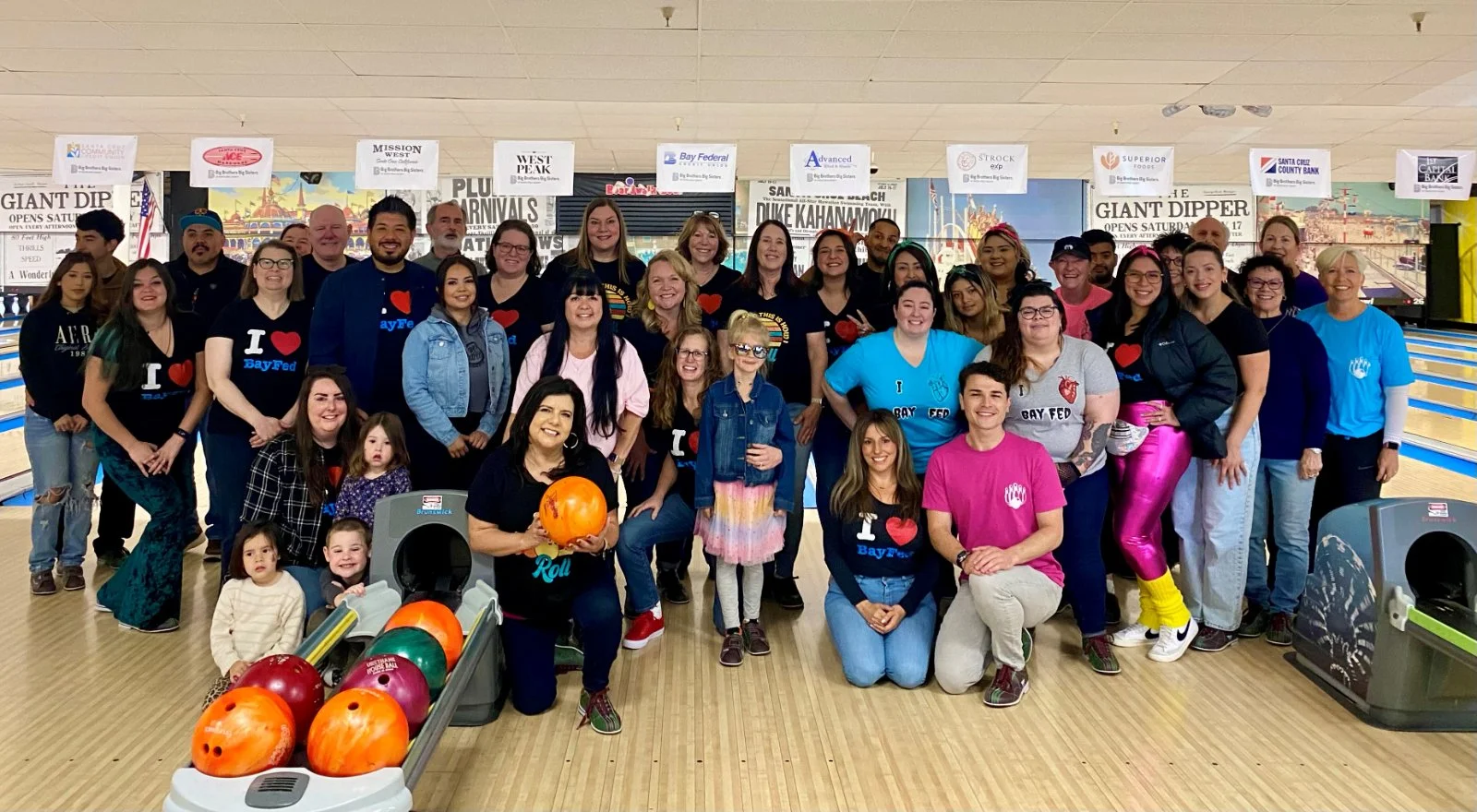 Four people bowling